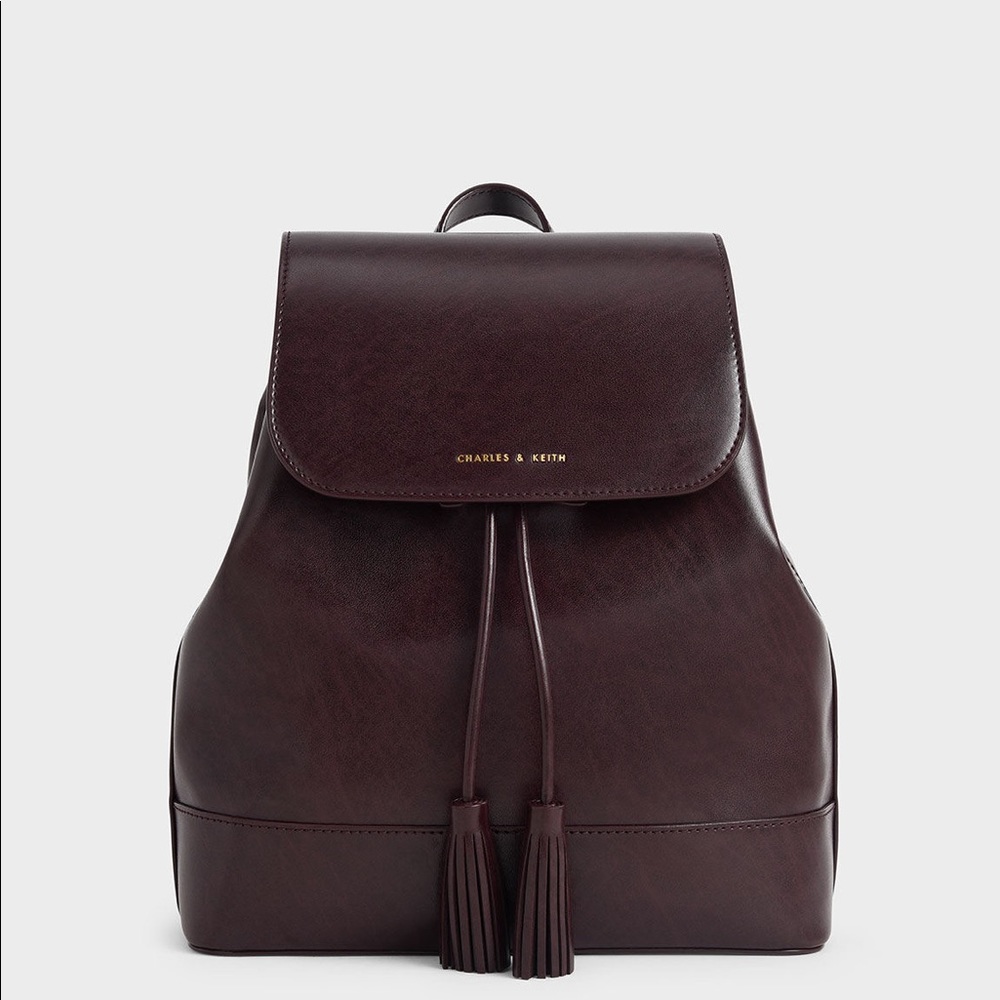 Charles & Keith Genevieve Tassel Backpack - Dark Oak